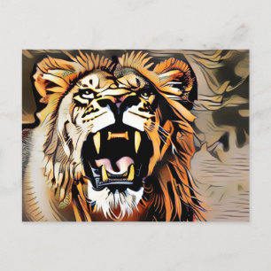 Carte Postale Fierce Majestic Lion - Roi Des Bêtes