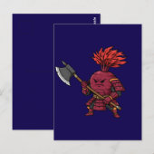 Carte Postale Fierce Red Beetroot Warrior with Battle Axe Illust (Devant / Derrière)