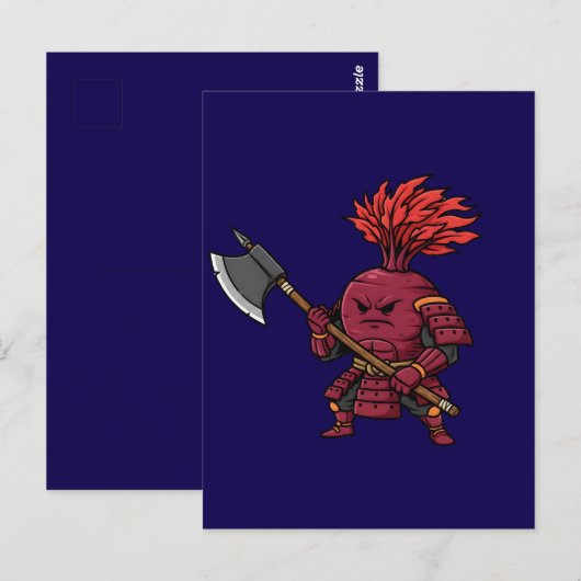 Carte Postale Fierce Red Beetroot Warrior with Battle Axe Illust (Devant / Derrière)
