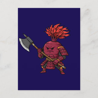 Carte Postale Fierce Red Beetroot Warrior with Battle Axe Illust
