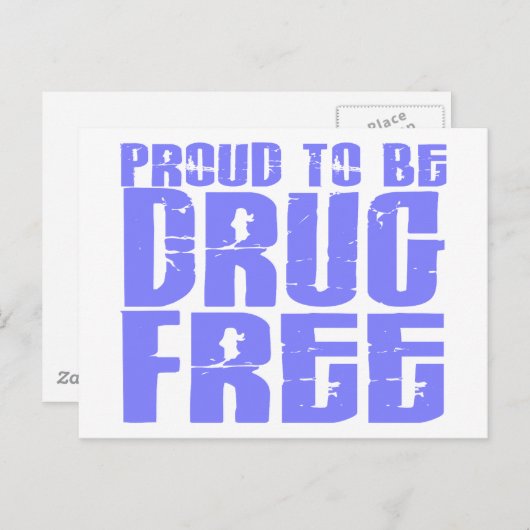 Carte Postale Fière D'Être Sans Drogue 2 Bleu Clair (Devant / Derrière)