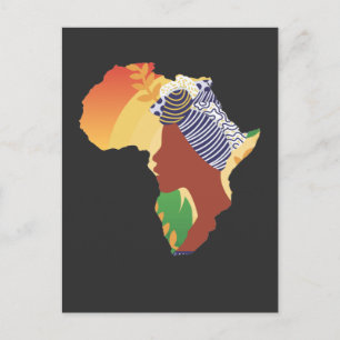 Carte Postale Fière femme africaine Silhouette Afrique continent