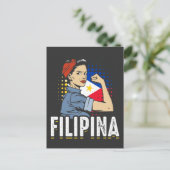 Carte Postale Fière femme philippine fille drapeau des Philippin (Debout devant)