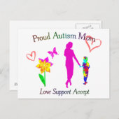 Carte Postale Fière maman de l'autisme (Devant / Derrière)