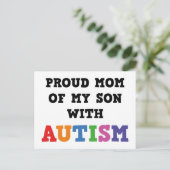 Carte Postale Fière Maman De Mon Fils Avec Autisme (Debout devant)