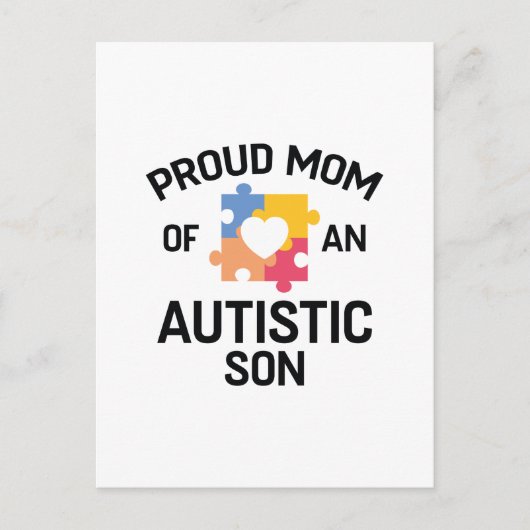 Carte Postale Fière Maman D'Un Fils Autiste (Devant)