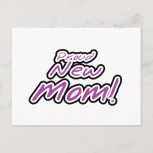 Carte Postale Fière nouvelle maman Purple Texte Tshirts et cadea