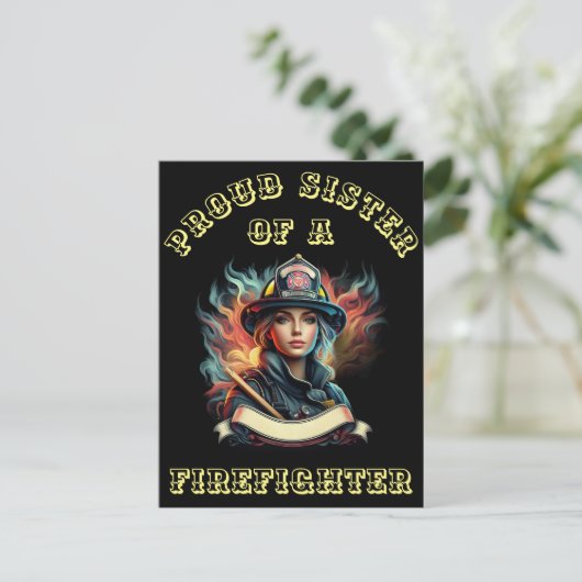Carte Postale Fière Soeur d'un FireFighter imagination W (Debout devant)