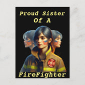 Carte Postale Fière Soeur D'Un Pompier Déterminé Regardez W (Devant)