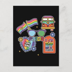 Carte Postale Fierté LGBT+. amour. Drapeau arc-en-ciel