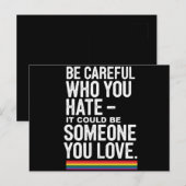 Carte Postale Fierté LGBT Faites attention à qui vous détestez C (Devant / Derrière)