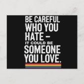 Carte Postale Fierté LGBT Soyez Prudent Qui Vous Détestez Citati (Devant)