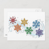 Carte Postale Fierté LGBTQ Arc-en-ciel Couleur hiver Snowflakes (Devant / Derrière)