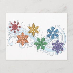 Carte Postale Fierté LGBTQ Arc-en-ciel Couleur hiver Snowflakes