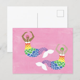 Carte Postale Fierté Mermaid Arc-en-ciel Tail LGBT Party