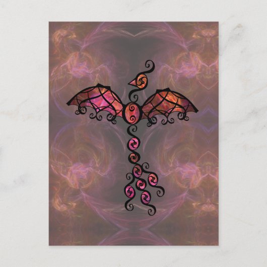 Carte Postale Fiery Phoenix Bird Awake Ornate Black Design (Devant)