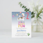 Carte Postale Fiesta Lama Mama 2e anniversaire garçon fille aqua (Debout devant)