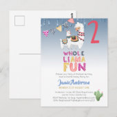Carte Postale Fiesta Lama Mama 2e anniversaire garçon fille aqua (Devant / Derrière)