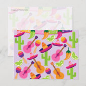 Carte Postale Fiesta Party Sombrero Cactus Lims Peppers Maracas (Devant / Derrière)