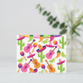 Carte Postale Fiesta Party Sombrero Cactus Lims Peppers Maracas (Debout devant)