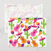 Carte Postale Fiesta Party Sombrero Cactus Lims Peppers Maracas (Devant / Derrière)