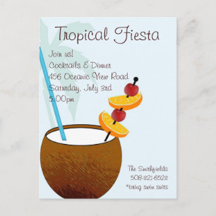 Carte Postale Fiesta tropicale, invitation cocktail