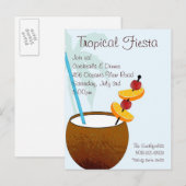 Carte Postale Fiesta tropicale, invitation cocktail (Devant / Derrière)