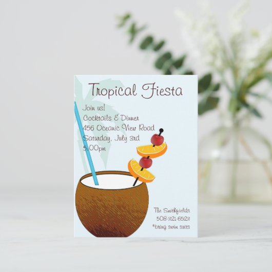 Carte Postale Fiesta tropicale, invitation cocktail (Debout devant)