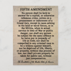 Carte Postale Fifth Amendment Postcards