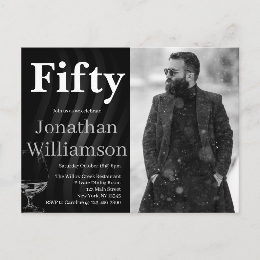 Carte Postale Fifty Modern 50th Birthday Party Photo For Him (Devant)