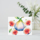 Carte Postale Fig d'aquarelle fraîche avec blanc doux (Debout devant)