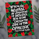 Carte Postale Fight Injustice Desmond Tutu Quote Palestine Flag<br><div class="desc">Send this as a postcard or use as display artwork. Customize this card with your own text on the back! Check my shop for more!</div>