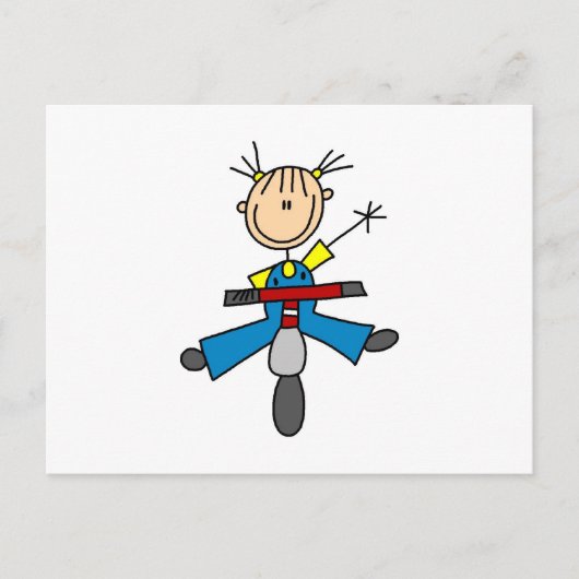 Carte Postale Figure de bâton fille conduisant un scooter (Devant)