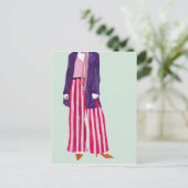 Carte Postale Figure de mode debout - Pantalon rayé (Debout devant)