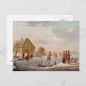 Carte Postale Figures Patinage dans un paysage hivernal (Devant / Derrière)