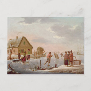 Carte Postale Figures Patinage dans un paysage hivernal