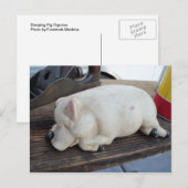 Carte Postale Figurine de Cochon Endormi (Devant / Derrière)