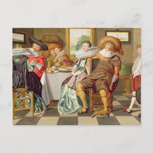 Carte Postale Figurines élégantes à table (Devant)