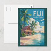 Carte Postale Fiji Beach Hut Travel Art Vintage (Devant / Derrière)