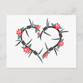Carte Postale fil barbelé coeur & roses (Devant)