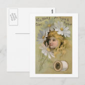 Carte Postale Fil de manteaux - Fille marguerite (Devant / Derrière)