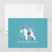 Carte Postale Fil Fox Terrier Silhouette Anniversaire Design (Devant / Derrière)