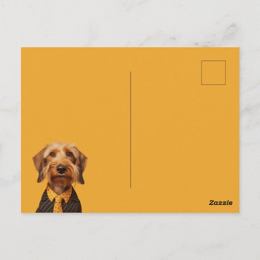 Carte Postale Fil Haired Dachshung Sur Jaune (Dos)