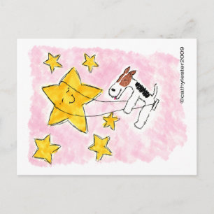 Carte Postale Fil renard terrier balancer' sur une étoile