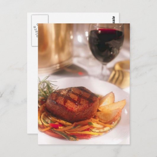 CARTE POSTALE FILET POSTCARD MIGNON STEAK DINNER (Devant / Derrière)