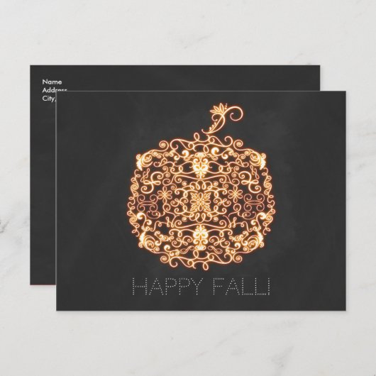 Carte Postale Filigree Orange brillant Citrouille automne automn (Devant / Derrière)