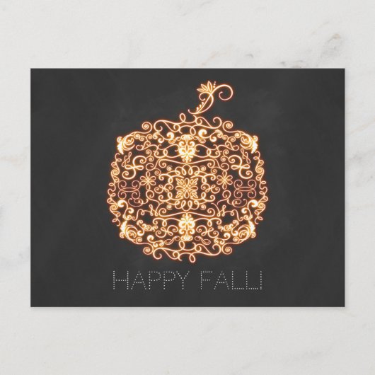 Carte Postale Filigree Orange brillant Citrouille automne automn (Devant)