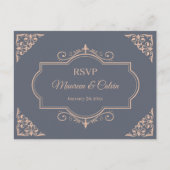 Carte Postale Filigree rustique, mariage RSVP (Devant)