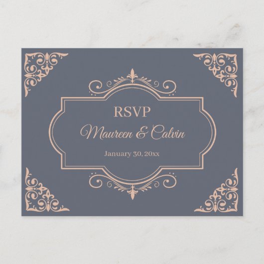 Carte Postale Filigree rustique, mariage RSVP (Devant)