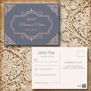 Carte Postale Filigree rustique, mariage RSVP